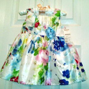 FLOWER GIRL/SATIN STUNNER: NEW-WITH-TAGS Watercolor Flowered Dress